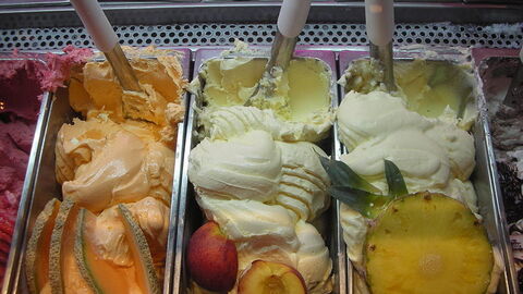 Selection of gelato in a shop