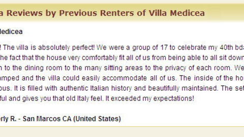 Italian Villa Reviews
