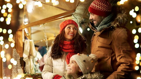 Family at a Christmas market