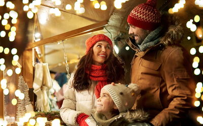 Family at a Christmas market