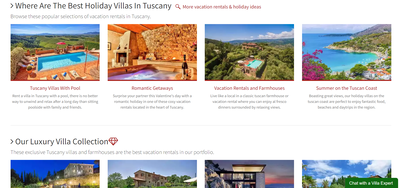 Curated list of villas on TV home page