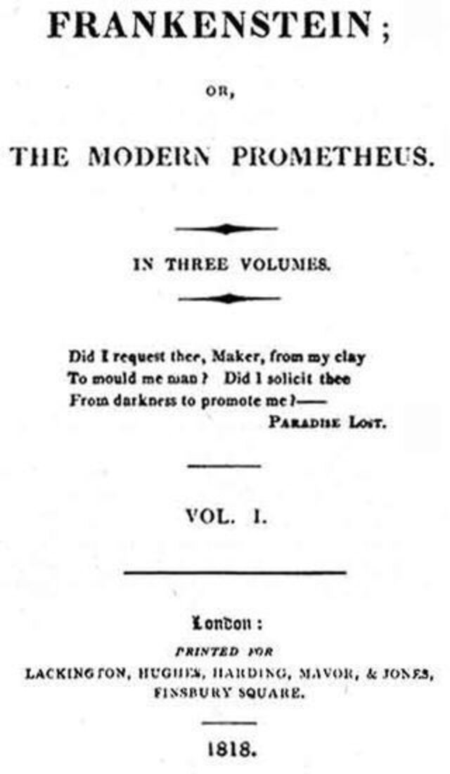 Frankenstein, 1818 Edition, Title page