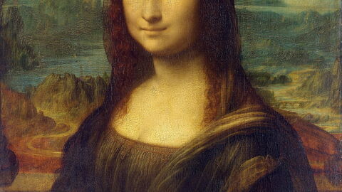 Mona Lisa detail with Ponte Buriano in the background