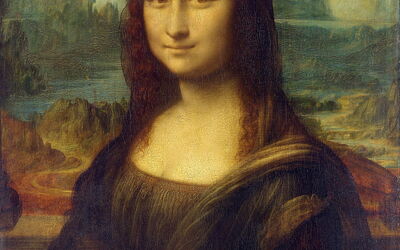 Mona Lisa detail with Ponte Buriano in the background