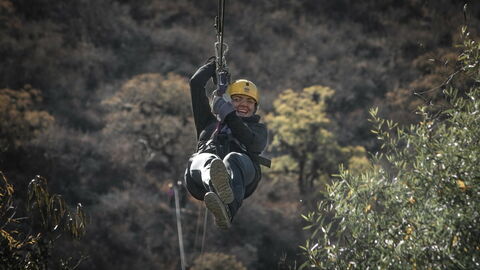 Woman on a zipline