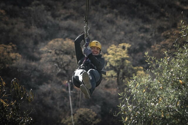 Woman on a zipline