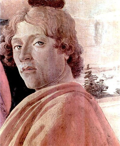 Sandro Botticelli self portrait in his adoration of the magi