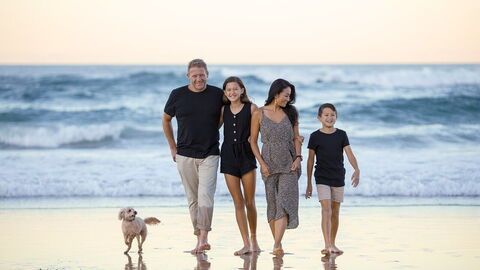 A family on the beach