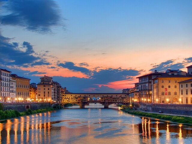 Sunset over the Arno River