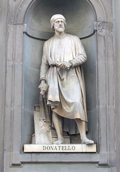 Donatello statue outside Uffizi gallery