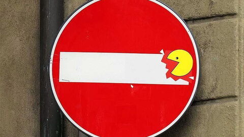 Sign with Pac-man by CLET