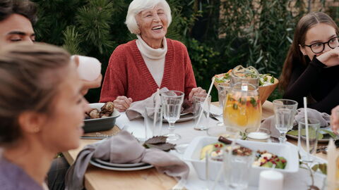 A family enjoying a meal