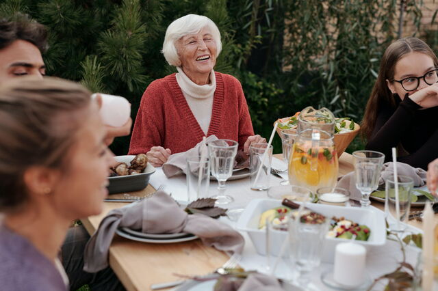 A family enjoying a meal