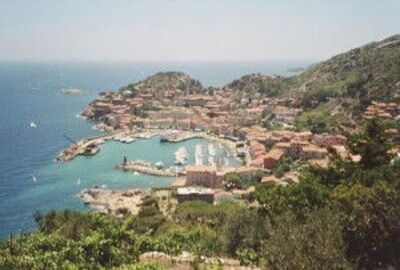 View of the harbor of Giglio