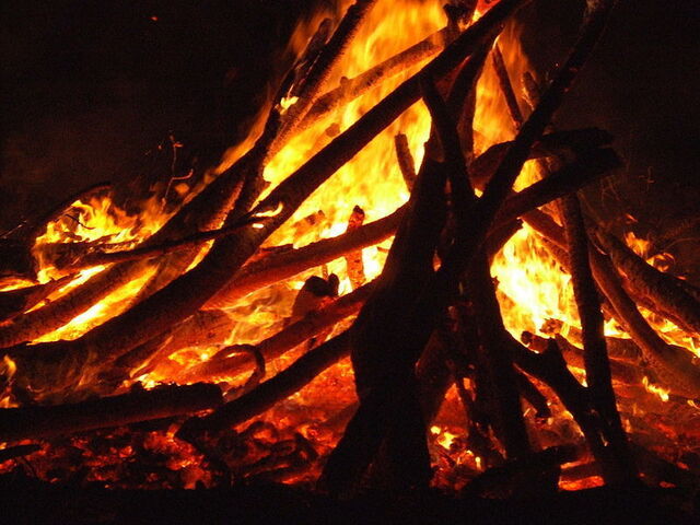Burning bonfire