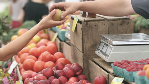 Shopping at a market