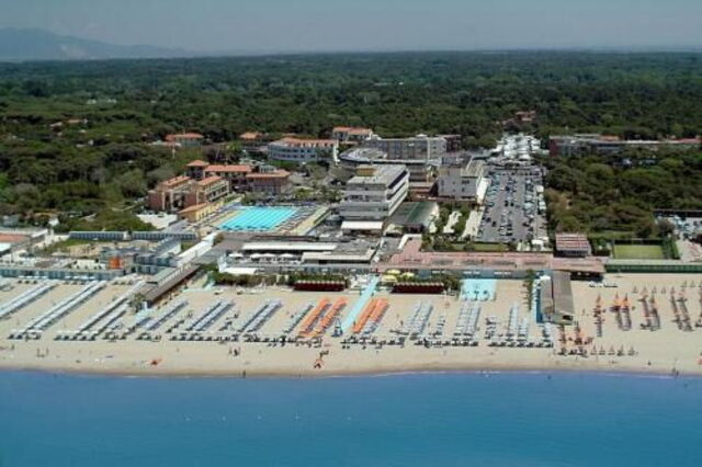 Aerial view of Pisa beach of Tirrenia