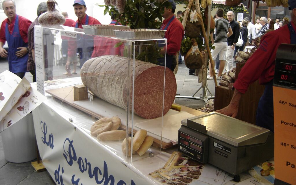 Huge Salami in Tuscan Market