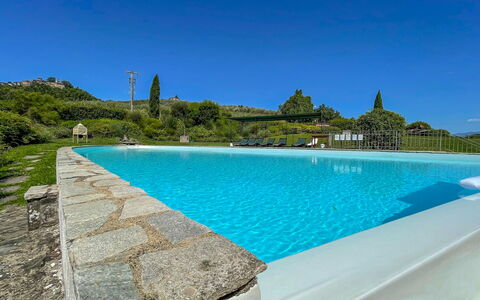 Mulino a Montegonzi Di Rimaggio: Sky, Water, Plant, Swimming Pool, Blue, Azure, Rectangle, Tree, Coastal And Oceanic Landforms, Building