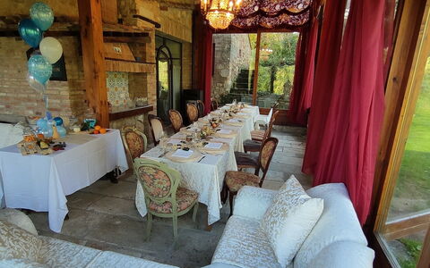 Villa Ardene: Furniture, Property, Table, Decoration, Building, Chair, Interior Design, Curtain, Floor, Living Room