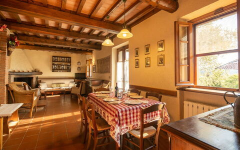 Villa Del Colle: Table, Furniture, Property, Window, Chair, Wood, Interior Design, Building, House, Real Estate