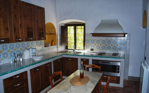 Villa Sieve: Countertop, Room, Kitchen, Furniture, Cabinetry, Property, Building, Interior Design, Kitchen Stove, House