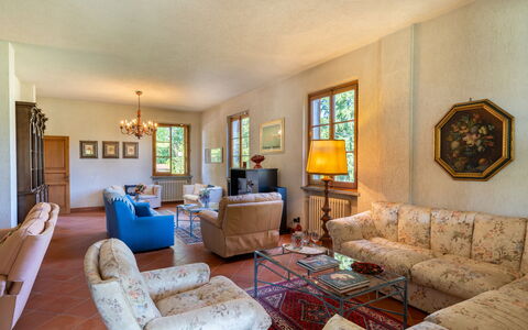 Villa Cinzia: Picture Frame, Couch, Furniture, Table, Azure, Window, Interior Design, Floor, Living Room, Wood