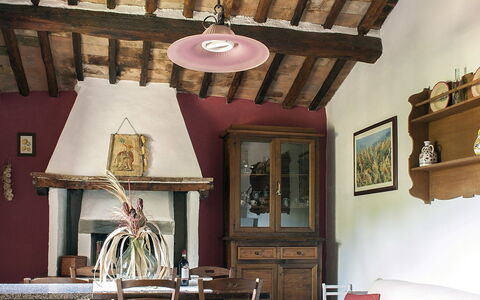 Agriturismo Paterno: Room, Ceiling, Living Room, Furniture, Property, Interior Design, Beam, Building, Attic, House