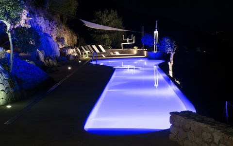 Casa Farfalla: Blue, Swimming Pool, Night, Resort, Landscape Lighting, Water Feature, Eco Hotel, Hotel, Resort Town, Landscaping