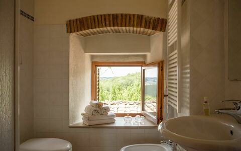 Quercia Al Poggio - Weddings And Events: Building, Tap, Sink, Plumbing Fixture, Window, Mirror, Wood, Plant, Bathroom Sink, Bathroom