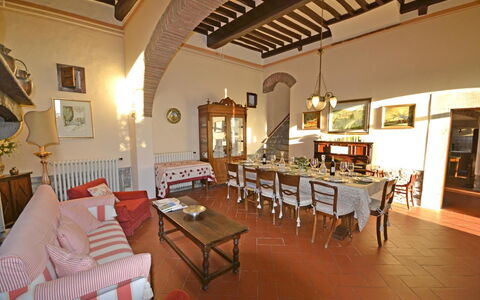 Villa Santa Maria: Building, Property, Room, Interior Design, Furniture, Real Estate, Restaurant, Table, Ceiling, Loft