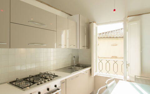 Appartamento Imperiale: Room, Property, White, Kitchen, Furniture, Countertop, Interior Design, Cabinetry, Building, Floor