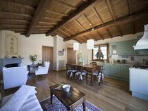 Living room, dining room and kitchen