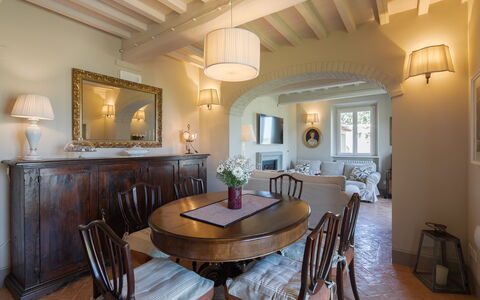 Villa Chiara: Room, Property, Building, Interior Design, Furniture, Ceiling, Dining Room, House, Table, Real Estate