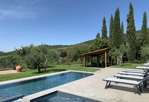 Villa Il Borgo: Water, Sky, Plant, Property, Outdoor Bench, Azure, Swimming Pool, Natural Landscape, Tree, Grass