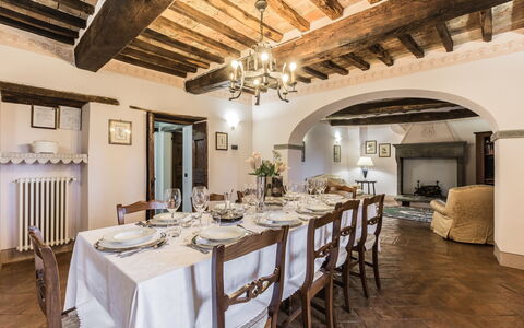 Torre del Cielo: Property, Room, Building, Restaurant, Interior Design, Ceiling, Furniture, Real Estate, Dining Room, House