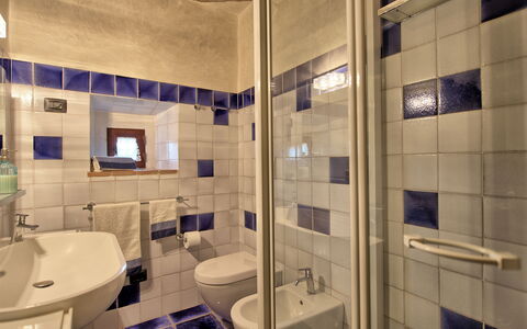 Villa Sonia: Mirror, Tap, Plumbing Fixture, Sink, Bathroom, Purple, Bathroom Sink, Interior Design, Floor, Wall