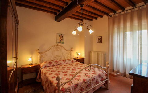 Borgo di Usciano: Furniture, Bed, Interior Design, Bedroom, Wall, Bed Sheet, Ceiling, Room, Bedding, Flooring