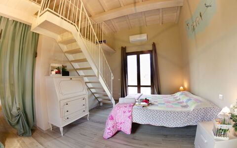 Ai Salici: Bedroom, Room, Bed, Furniture, Property, Interior Design, Ceiling, Building, Bed Sheet, House