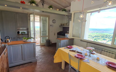 Podere San Martino: Cabinetry, Table, Property, Furniture, Window, Countertop, Wood, Kitchen, Interior Design, Kitchen Appliance