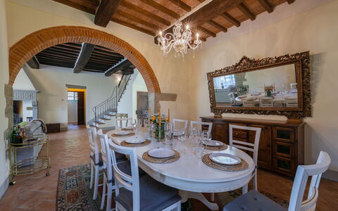 Villa Mezzavia: Property, Room, Building, Interior Design, Furniture, Ceiling, House, Dining Room, Real Estate, Table