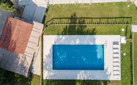 Villa Mezzavia: Green, Blue, Grass, Architecture, Tree, Rectangle, Line, Reflection, Landscape, Sport Venue