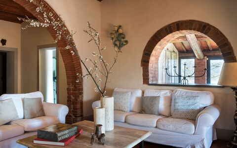 Villa Felciai: Table, Furniture, Building, Property, Couch, Wood, Comfort, Interior Design, Floor, Living Room