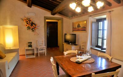 Le Briglie: Table, Furniture, Window, Chair, Wood, Picture Frame, Interior Design, Lighting, Building, Living Room