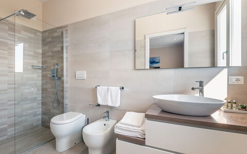 Villa Le Terme: Bathroom, Property, Room, Tap, Tile, Interior Design, Floor, Wall, Plumbing Fixture, Architecture
