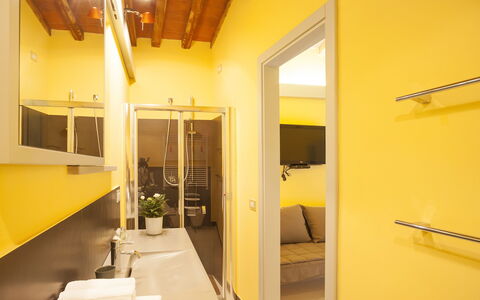 Villa San Lorenzo: Yellow, Room, Property, Interior Design, Building, House, Architecture, Ceiling, Lighting, Real Estate