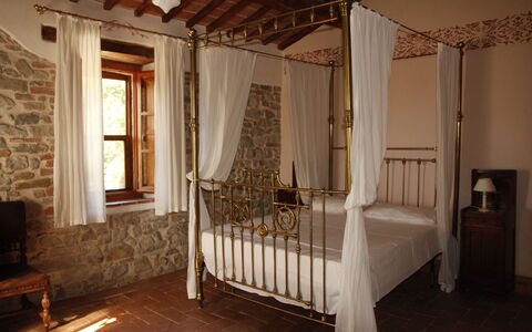 Villa Venanzo: Room, Bed, Furniture, Property, Interior Design, Floor, Building, Bedroom, Canopy Bed, Bed Frame