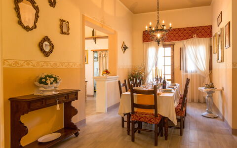 Villa Manuela: Room, Property, Interior Design, Furniture, Dining Room, Building, Floor, Ceiling, Yellow, Real Estate