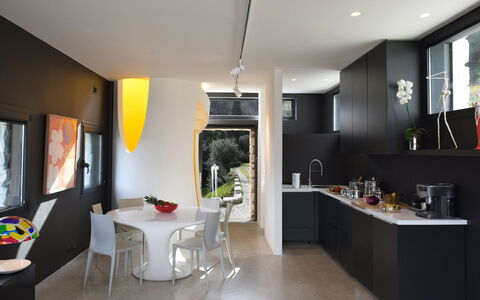 Villetta Farfallina: Room, Property, Interior Design, Furniture, Countertop, Building, Kitchen, House, Ceiling, Floor