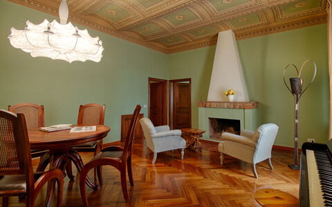 Tenuta Cambiano: Room, Property, Furniture, Interior Design, Dining Room, Floor, Building, Hardwood, Wood Flooring, Ceiling